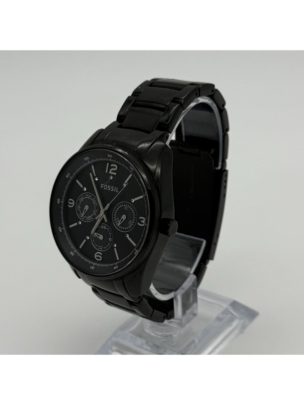FOSSIL BQ1122 CLASSIC STAINLESS-STEEL QUARTZ WRISTWATCH NEEDS BATTERY - BLACK -